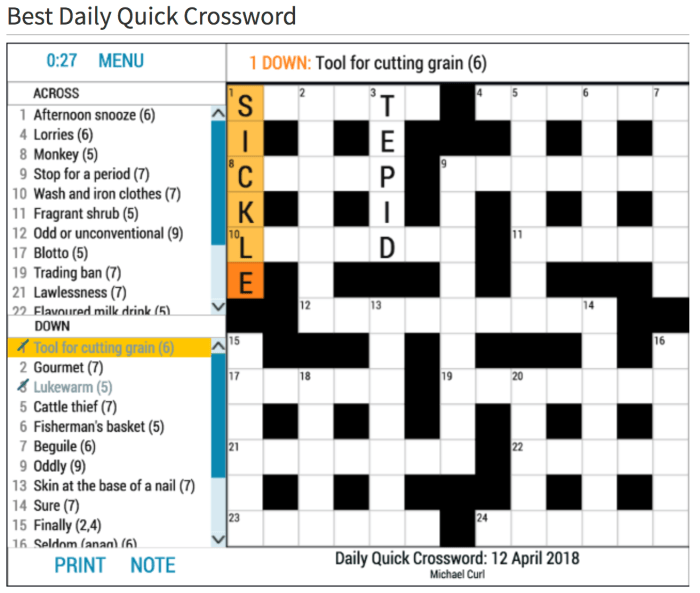 First part of a play crossword