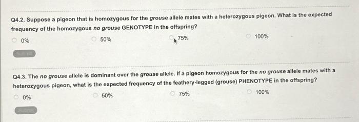 Suppose a pigeon that is homozygous for the grouse allele